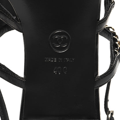 Chanel Lambskin Chain CC Sandals 40 Black 8 of 10