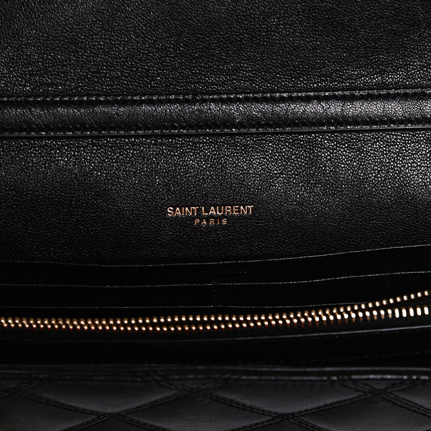 Saint Laurent Lambskin Diamond Quilted Becky Chain Wallet Black 6 of 13