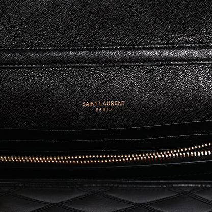 Saint Laurent Lambskin Diamond Quilted Becky Chain Wallet Black 6 of 13