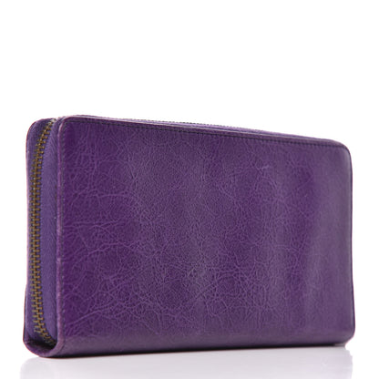 Balenciaga Agneau Classic Hardware Continental Zip Around Wallet Dark Violet 3 of 10