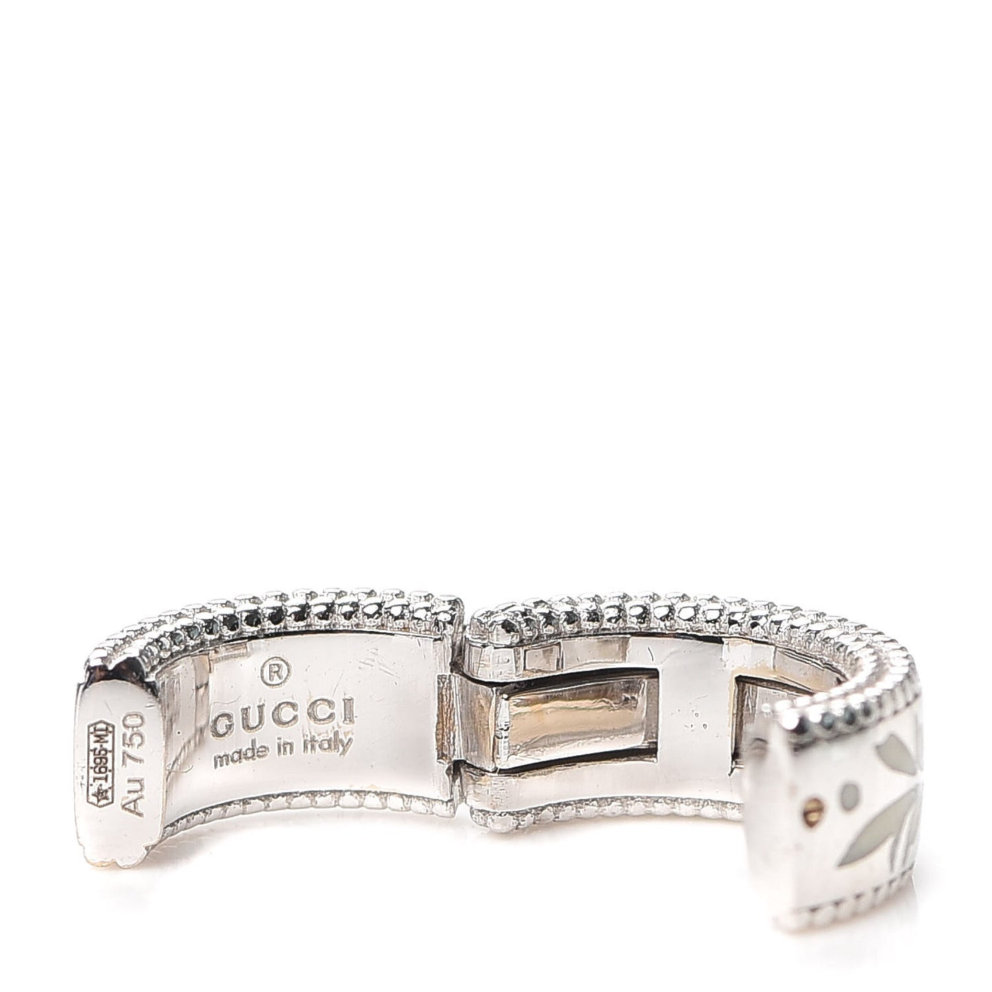 18K White Gold Enamel Blooms Single Ear Cuff Earring