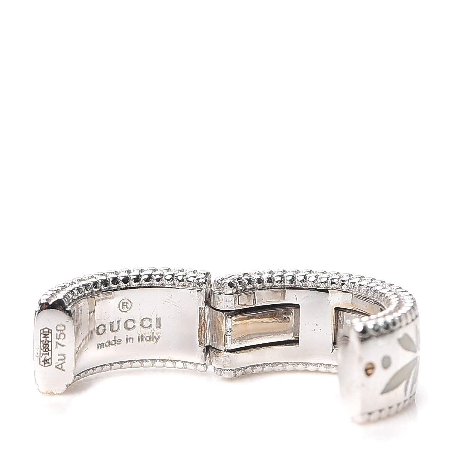 Gucci 18K White Gold Enamel Blooms Single Ear Cuff Earring 4 of 6