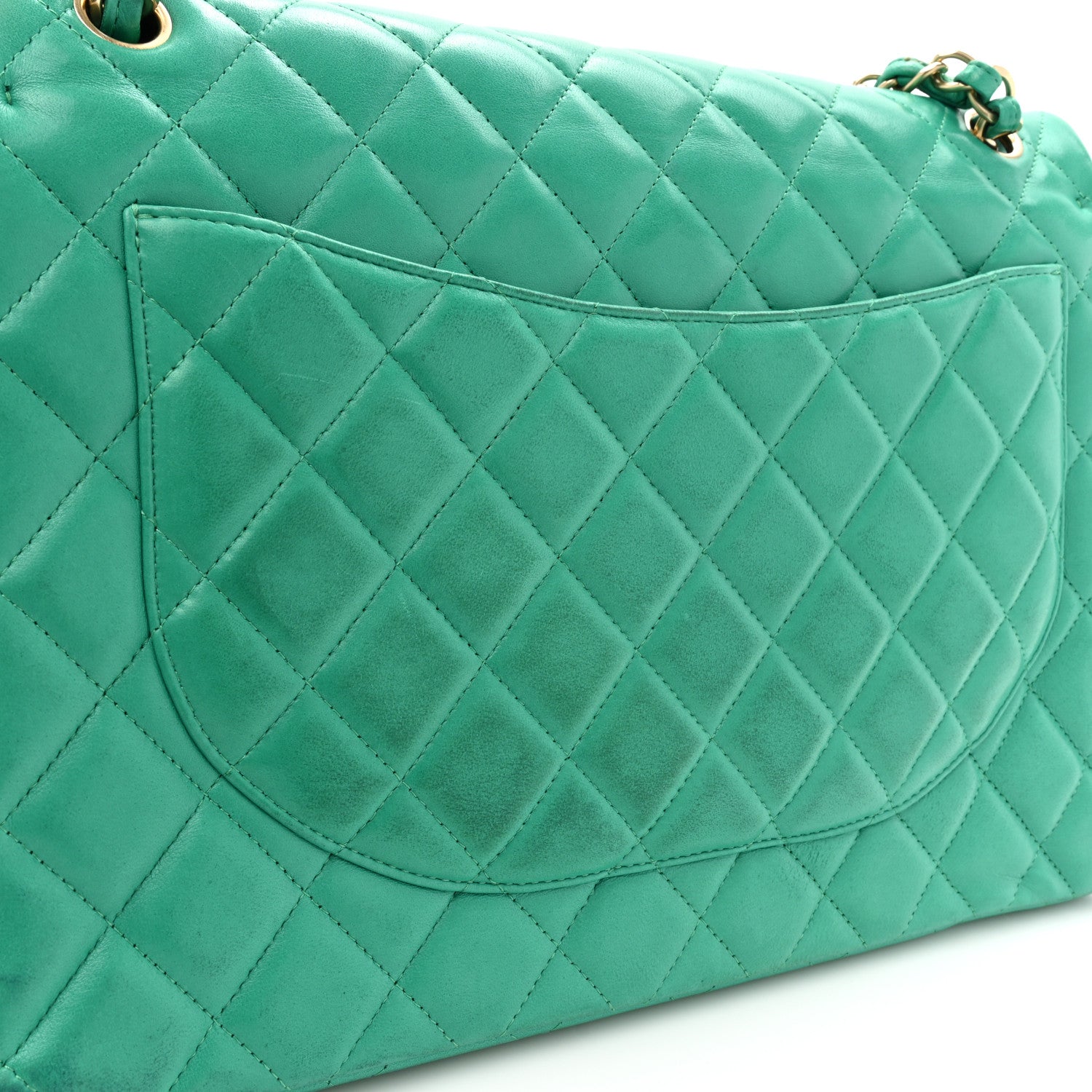 Chanel Lambskin Quilted Maxi Double Flap Green 14 of 20