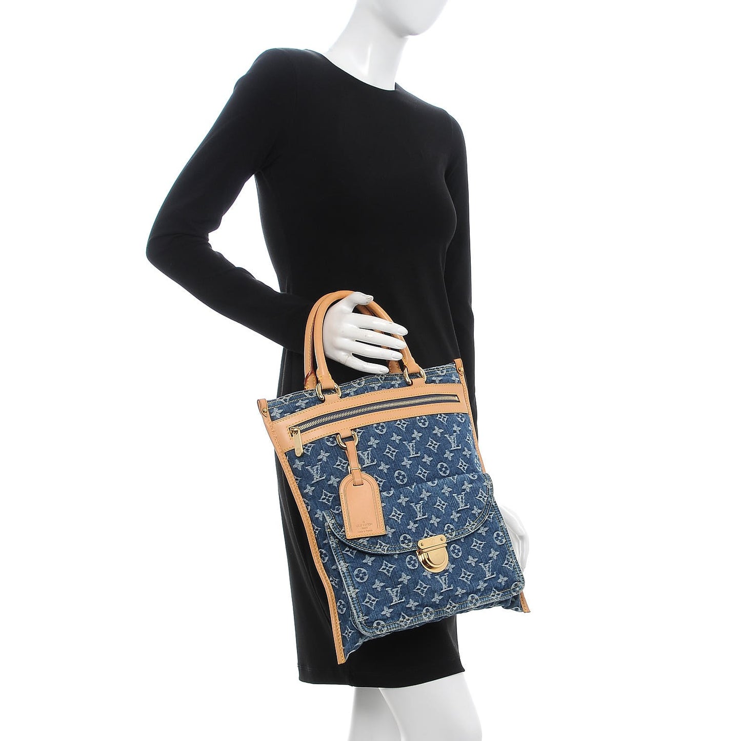 Monogram Denim Sac Plat Blue