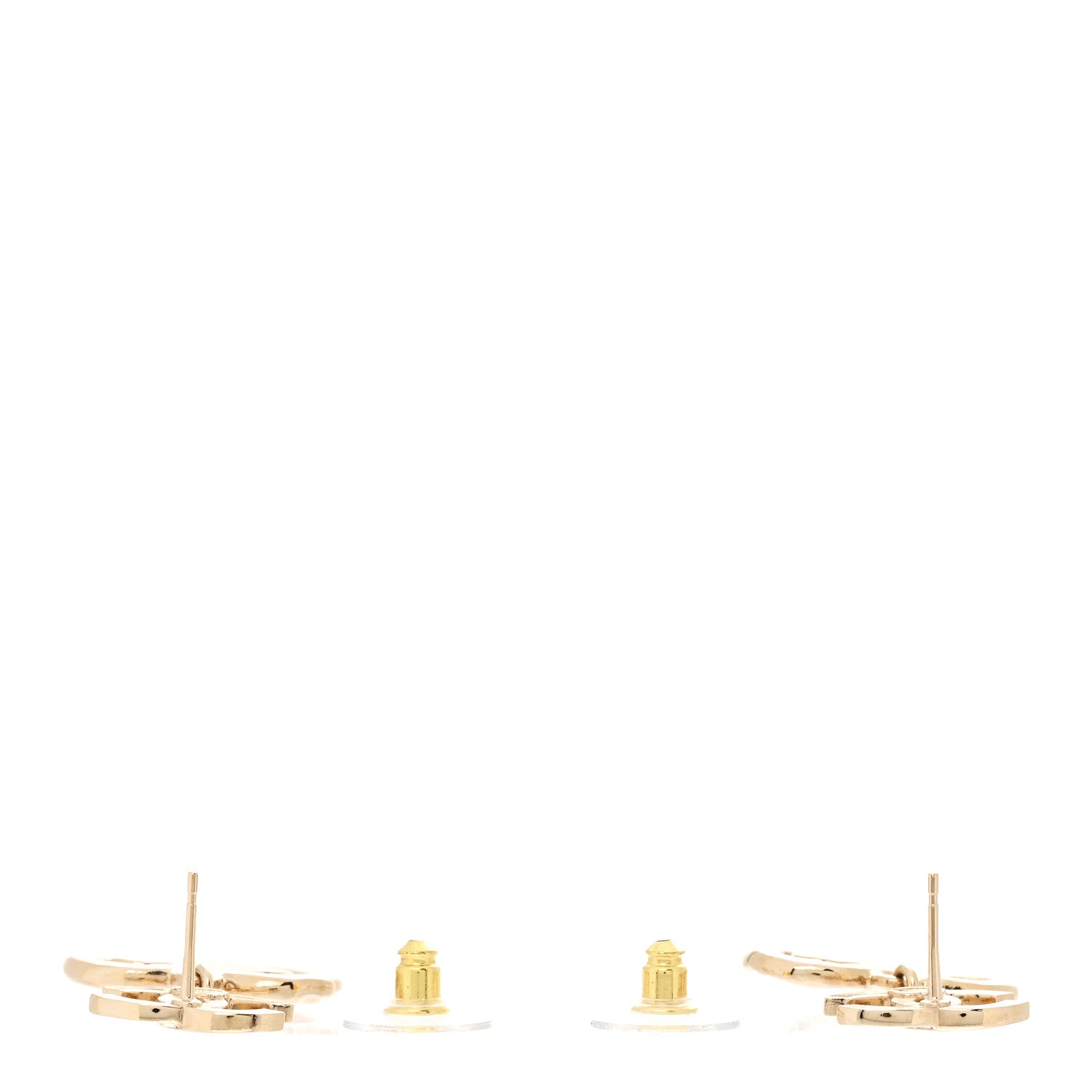 Chanel Metal Enamel CC Heart Drop Earrings Gold 3 of 5