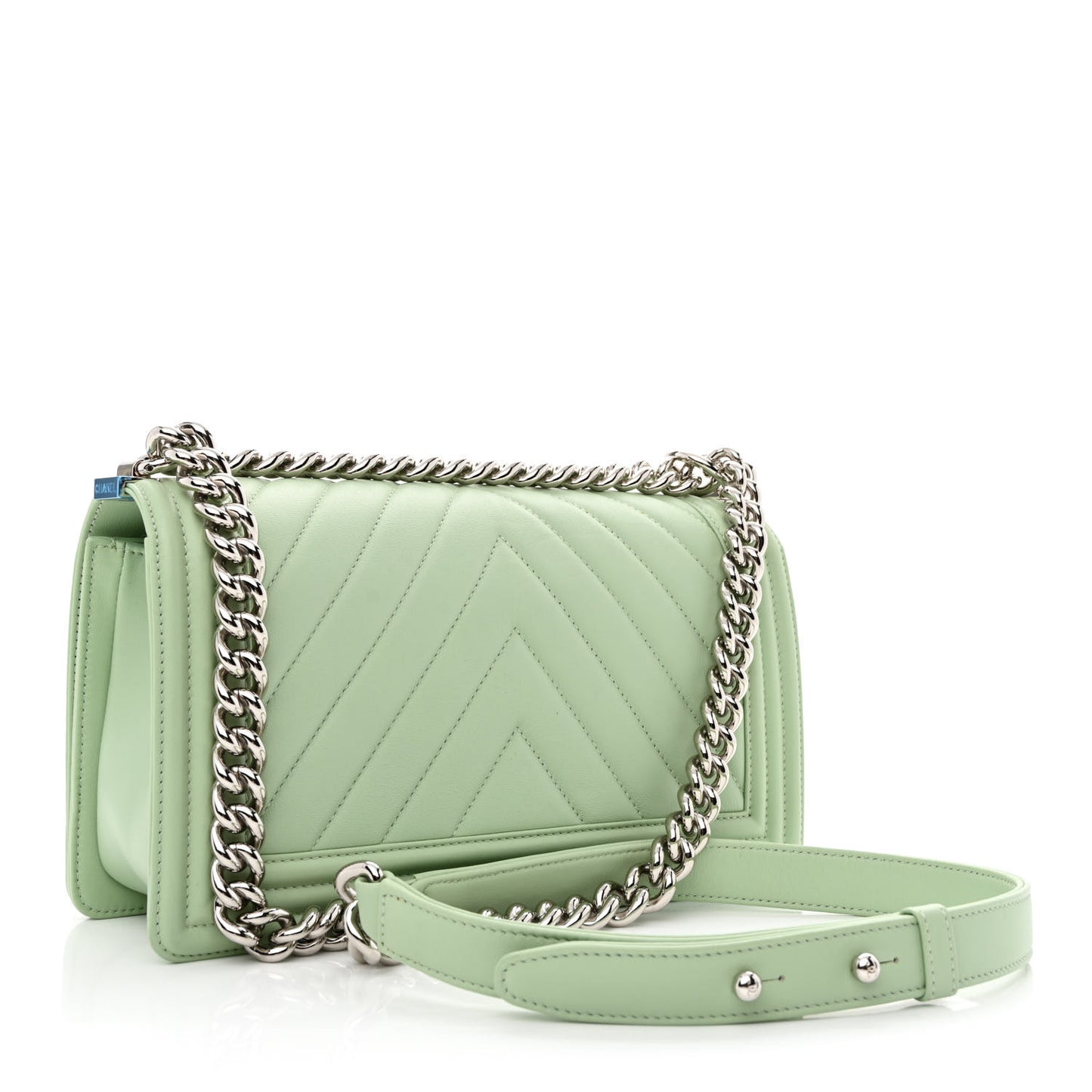 Calfskin Chevron Quilted Medium Boy Flap Green