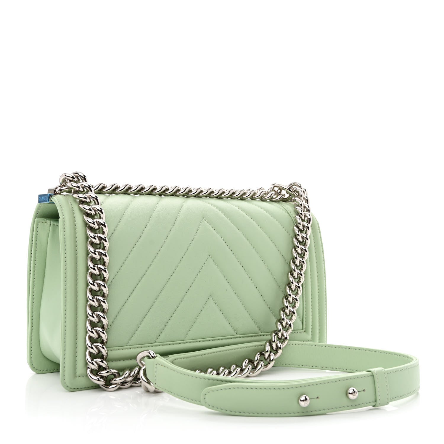 Chanel Calfskin Chevron Quilted Medium Boy Flap Green 2 of 9