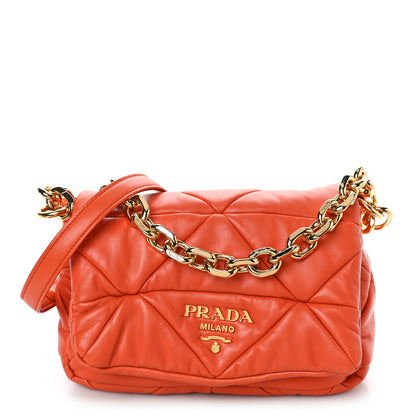 Prada Nappa Triangle Quilted Medium Patchwork System Flap Bag Arancio 1 of 8