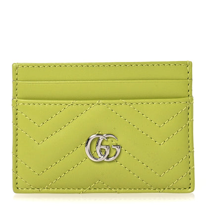 Gucci Calfskin Matelasse GG Marmont Card Holder Bright Green 1 of 6