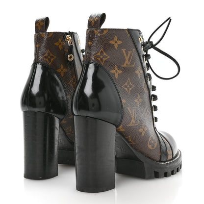 Louis Vuitton Patent Calfskin Monogram Star Trail Ankle Boots 37 Black 5 of 7