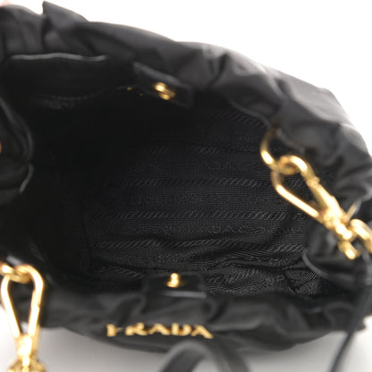 Prada Tessuto Nylon Logo Mini Drawstring Bucket Bag Black 5 of 12