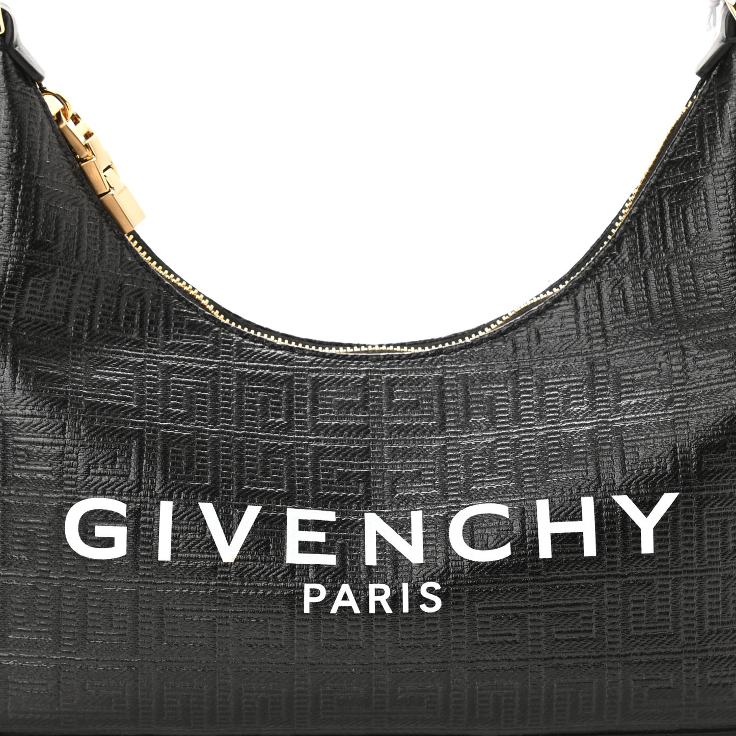 Coated Canvas Logo 4G Embossed Small Moon Cut Out Shoulder Bag Black