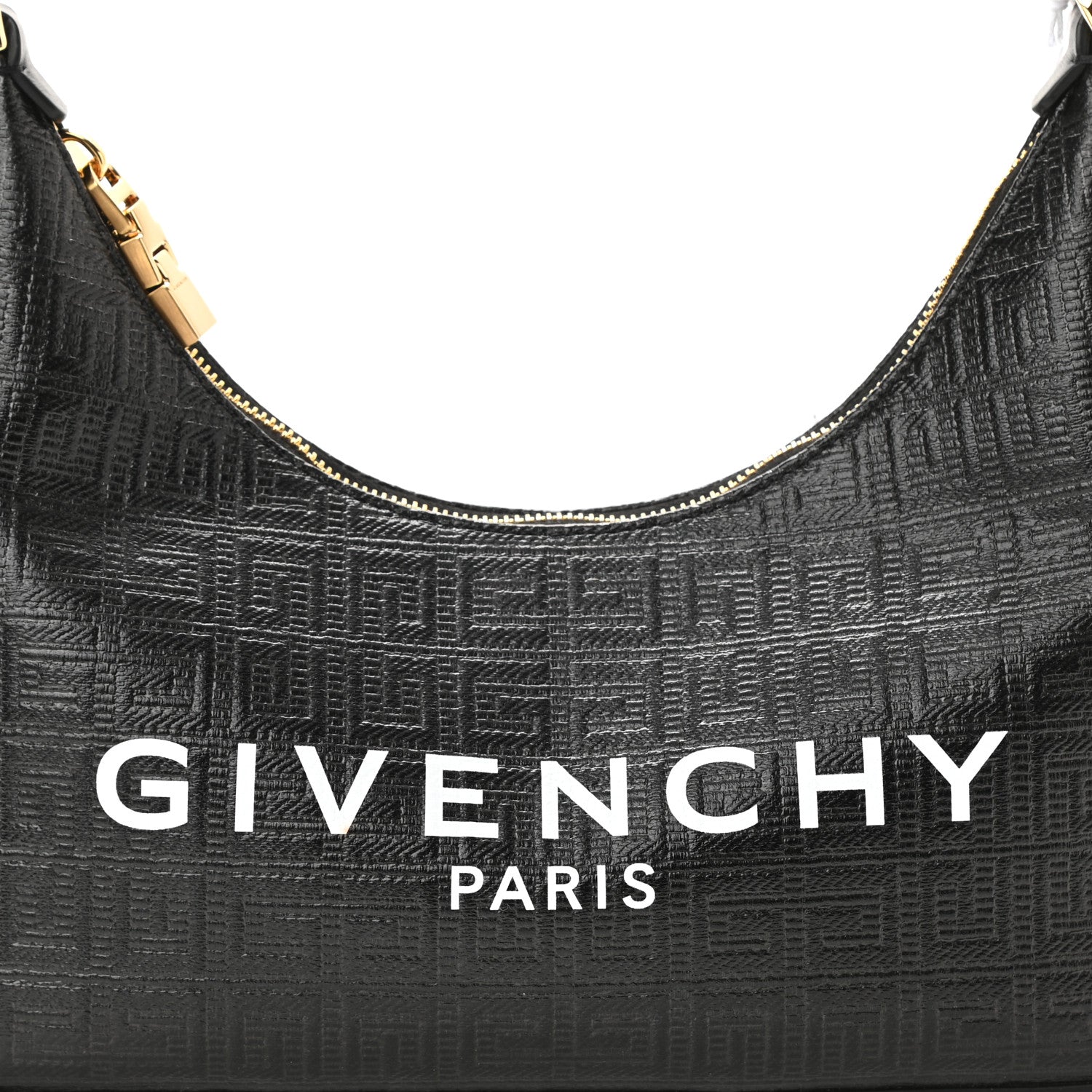 Givenchy Coated Canvas Logo 4G Embossed Small Moon Cut Out Shoulder Bag Black 8 of 10
