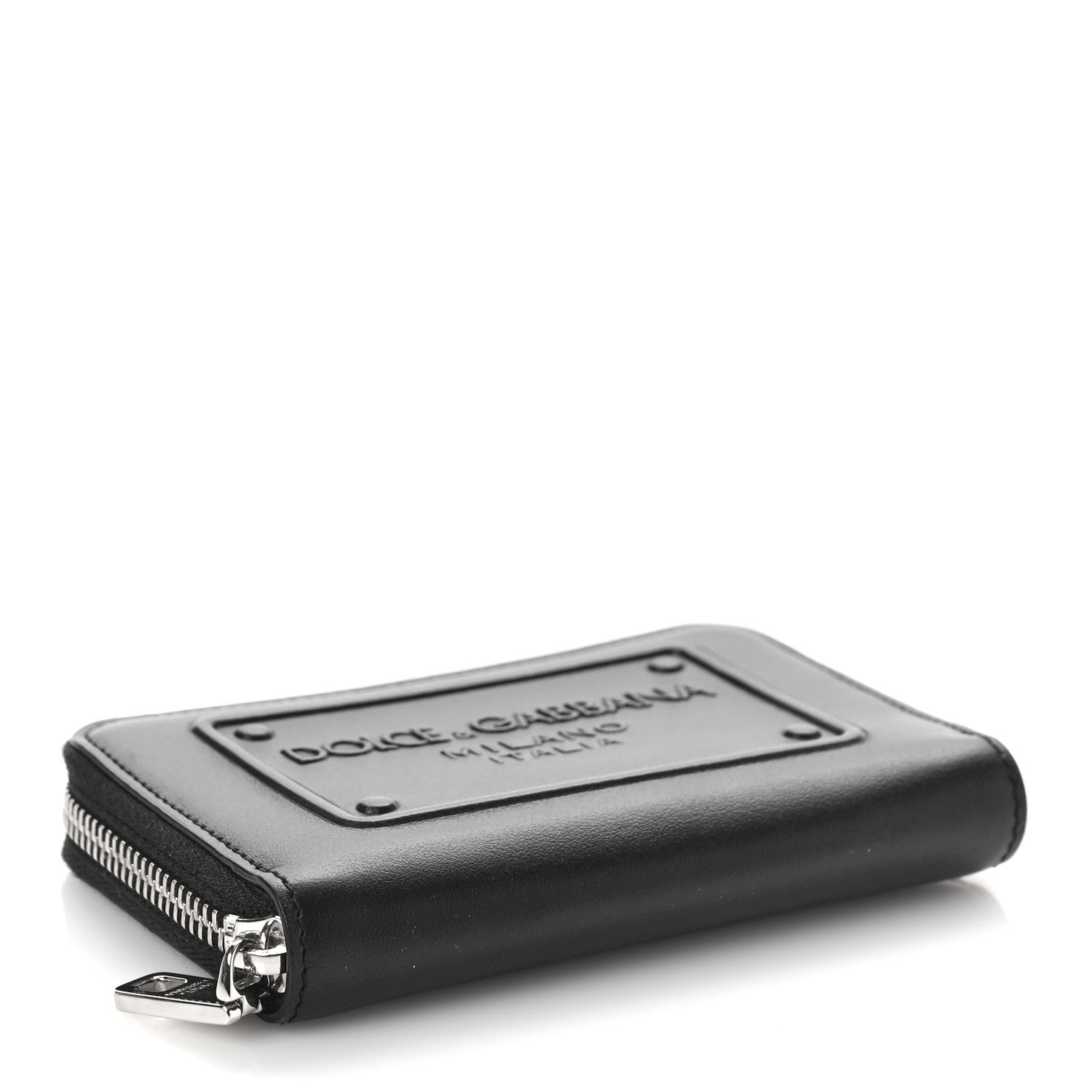 Dolce & Gabbana Calfskin Debossed Logo Small Zip Around Wallet Black 4 of 8