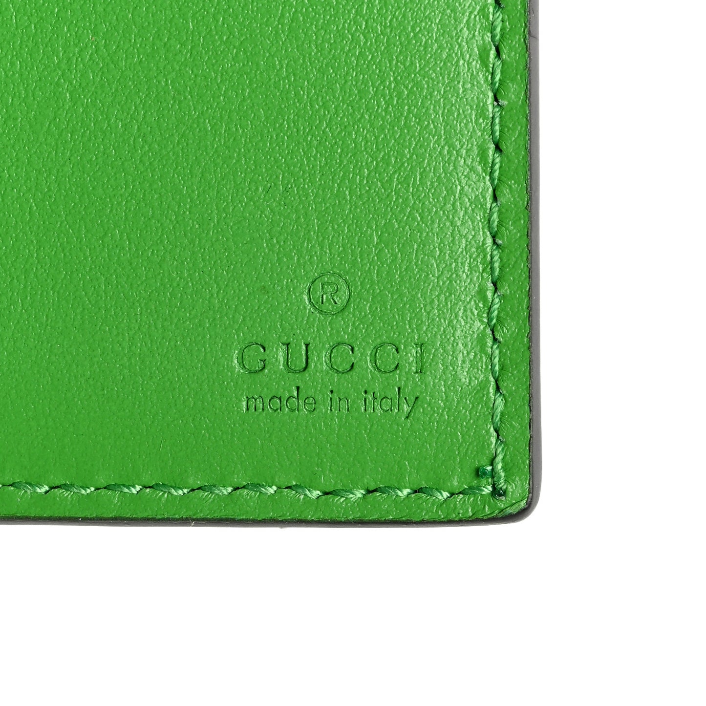 Calfskin GG Tennis Bi-Color Embossed Card Case Joy Green Joy Blue