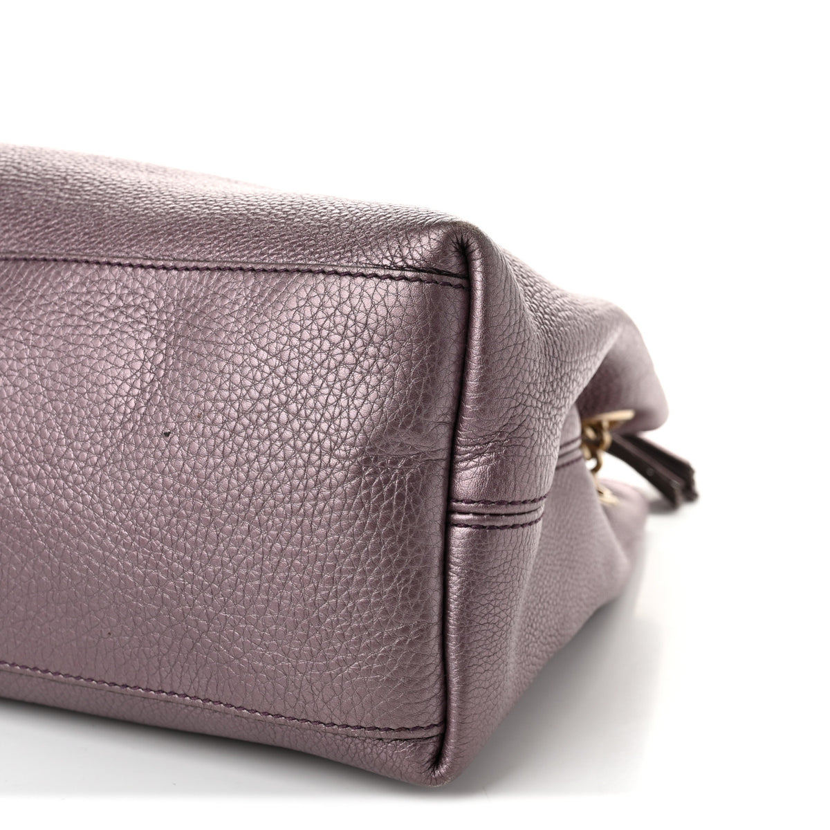 Metallic Pebbled Calfskin Medium Soho Chain Shoulder Bag Purple