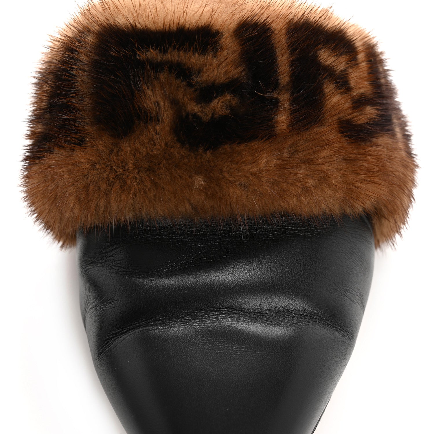 Fendi Calfskin Mink Fur FF Flat Mules 38.5 Black 10 of 10
