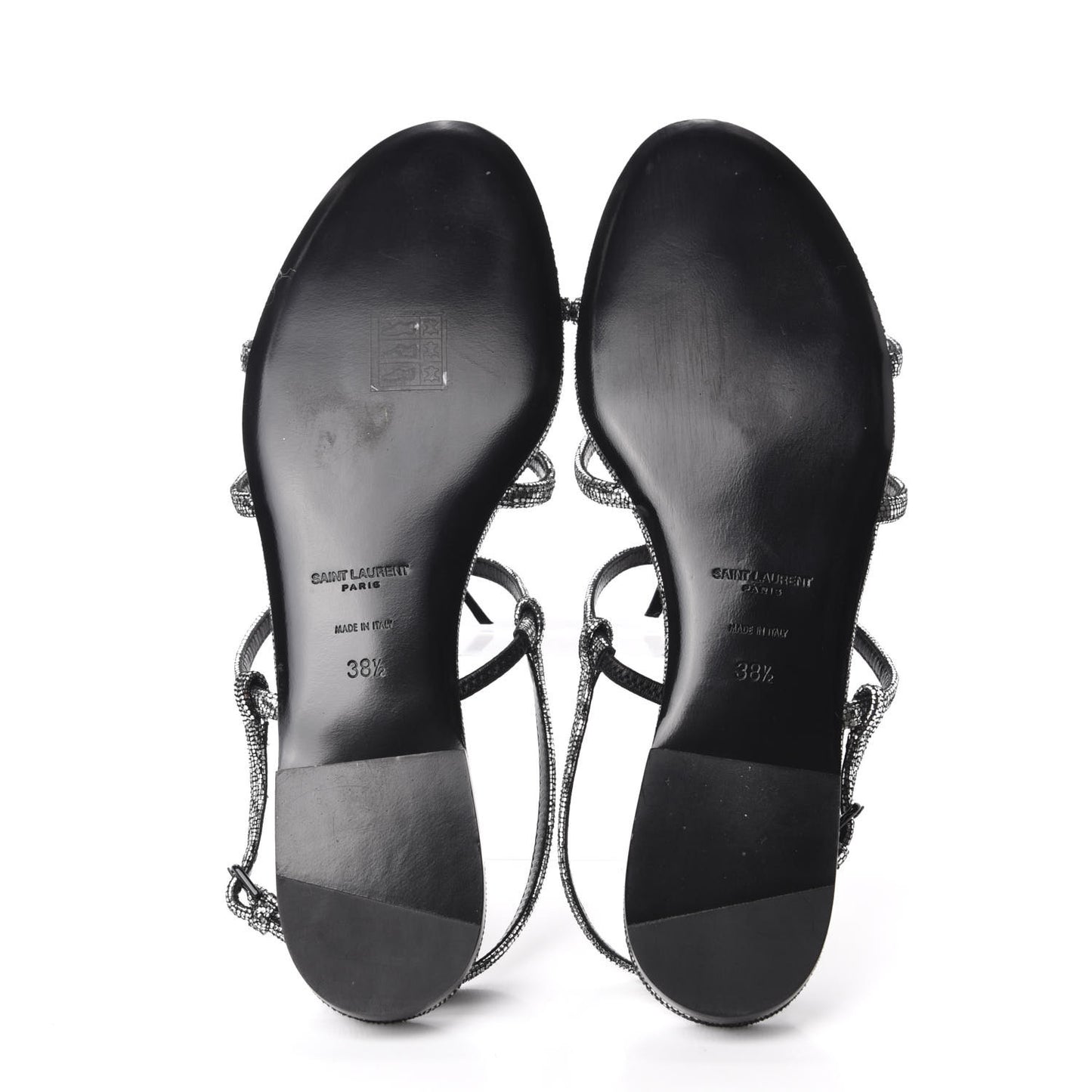 Calfskin Cassandra Monogram Sandals 38.5 Argento