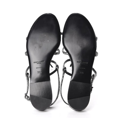 Saint Laurent Calfskin Cassandra Monogram Sandals 38.5 Argento 6 of 9