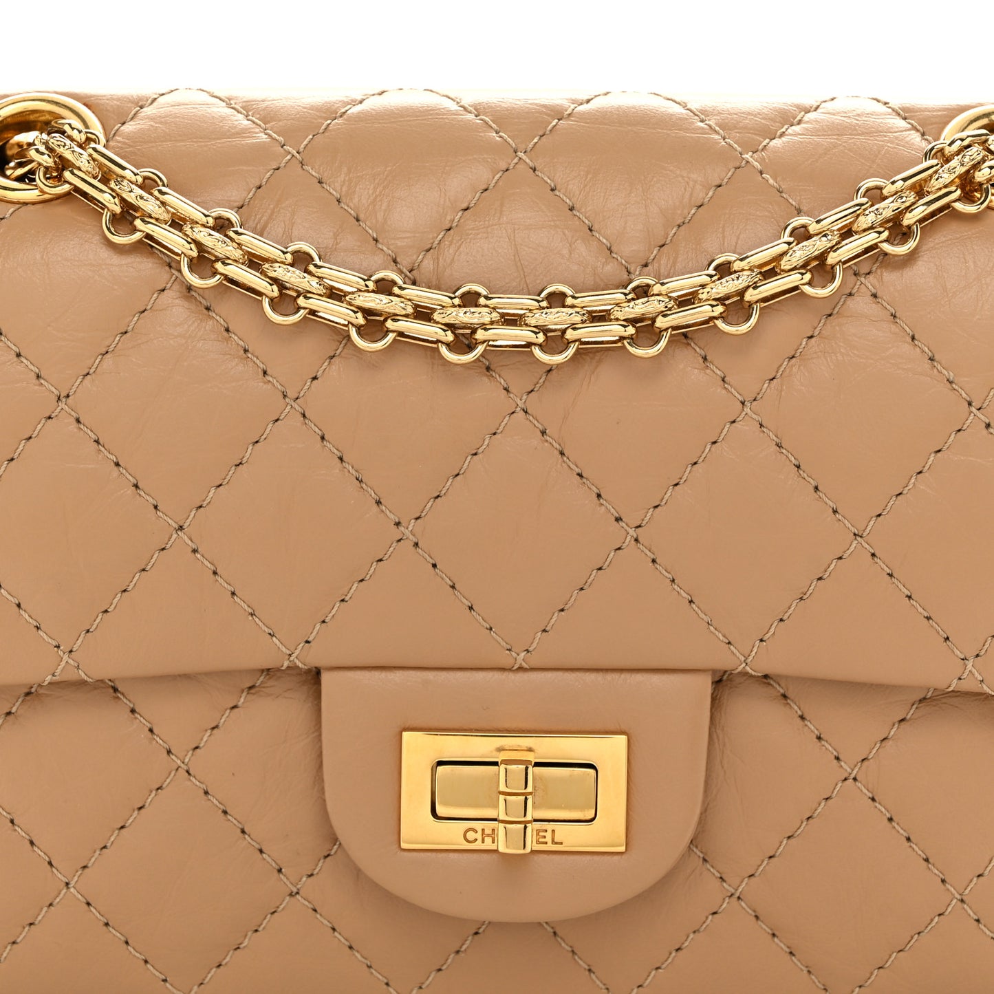 Aged Calfskin Quilted 2.55 Reissue Mini Flap Beige
