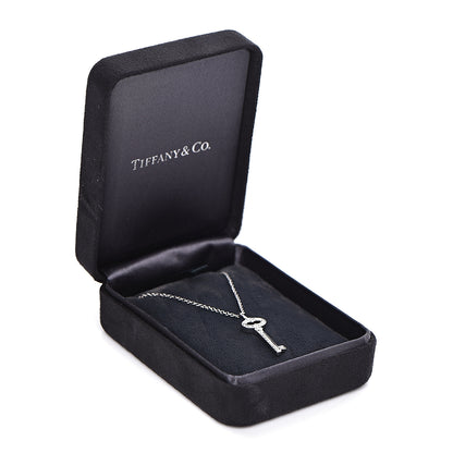 Tiffany Platinum Diamond Mini Vintage Oval Key Pendant Necklace 7 of 7