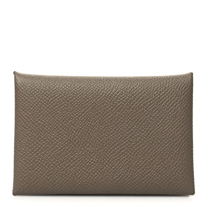 Hermes Epsom Calvi Card Case Etoupe 1 of 13