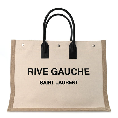 Saint Laurent Linen Calfskin Rive Gauche Tote Greggio Natural 1 of 11