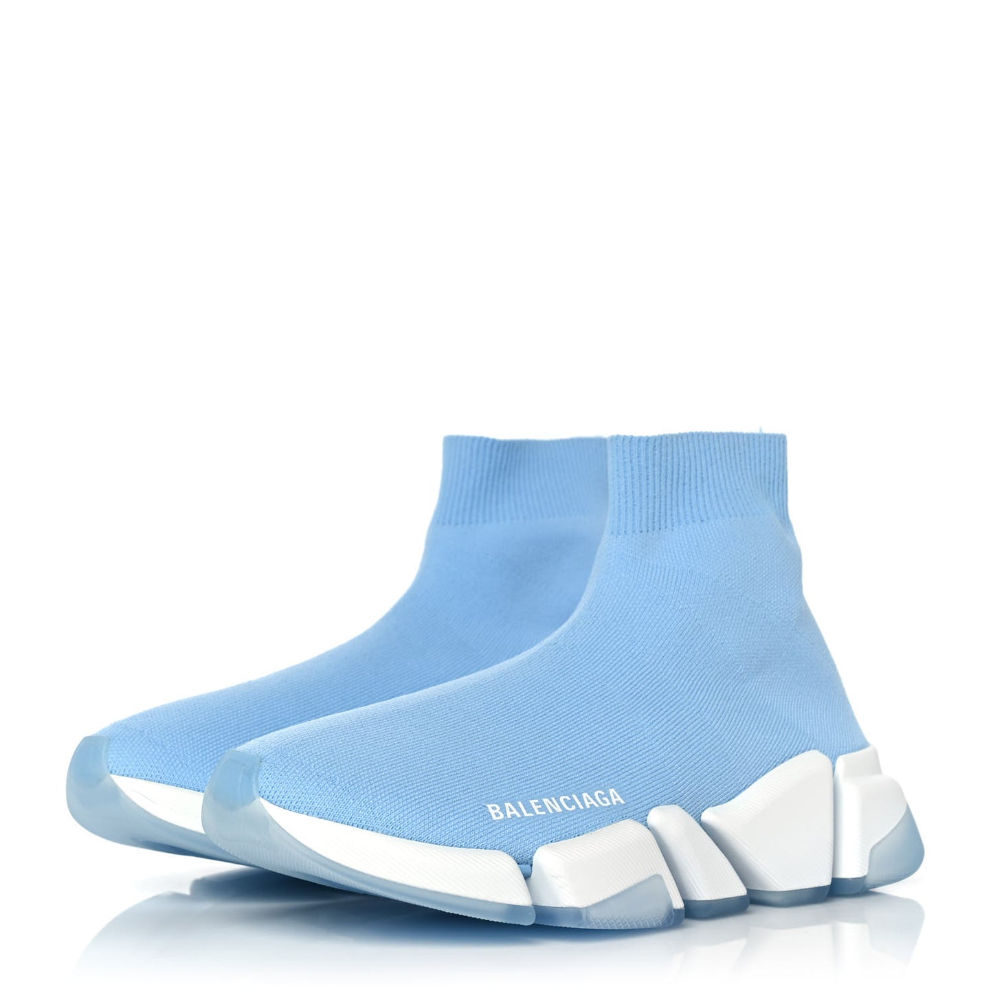 Technical 3D Recycled Knit Bi-Color Womens Speed 2.0 Transparent Sole Sneakers 37 Blue White Transparent Blue