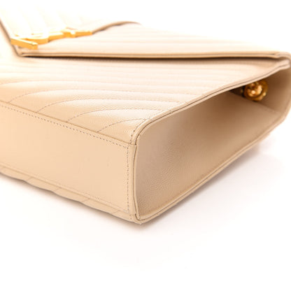 Saint Laurent Grain De Poudre Matelasse Chevron Large Monogram Satchel Nude Powder 9 of 10