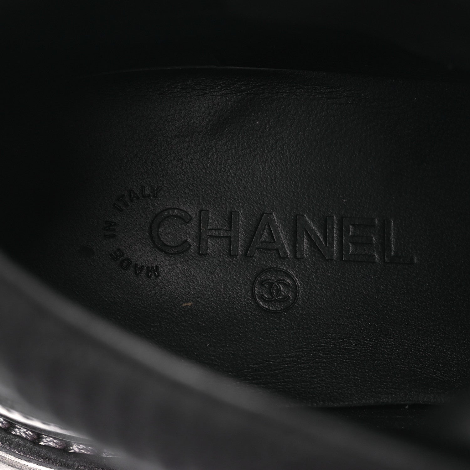 Chanel Suede Grained Calfskin CC Lace Up Boots 38 Black 9 of 13