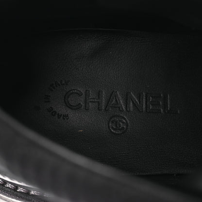 Chanel Suede Grained Calfskin CC Lace Up Boots 38 Black 9 of 13