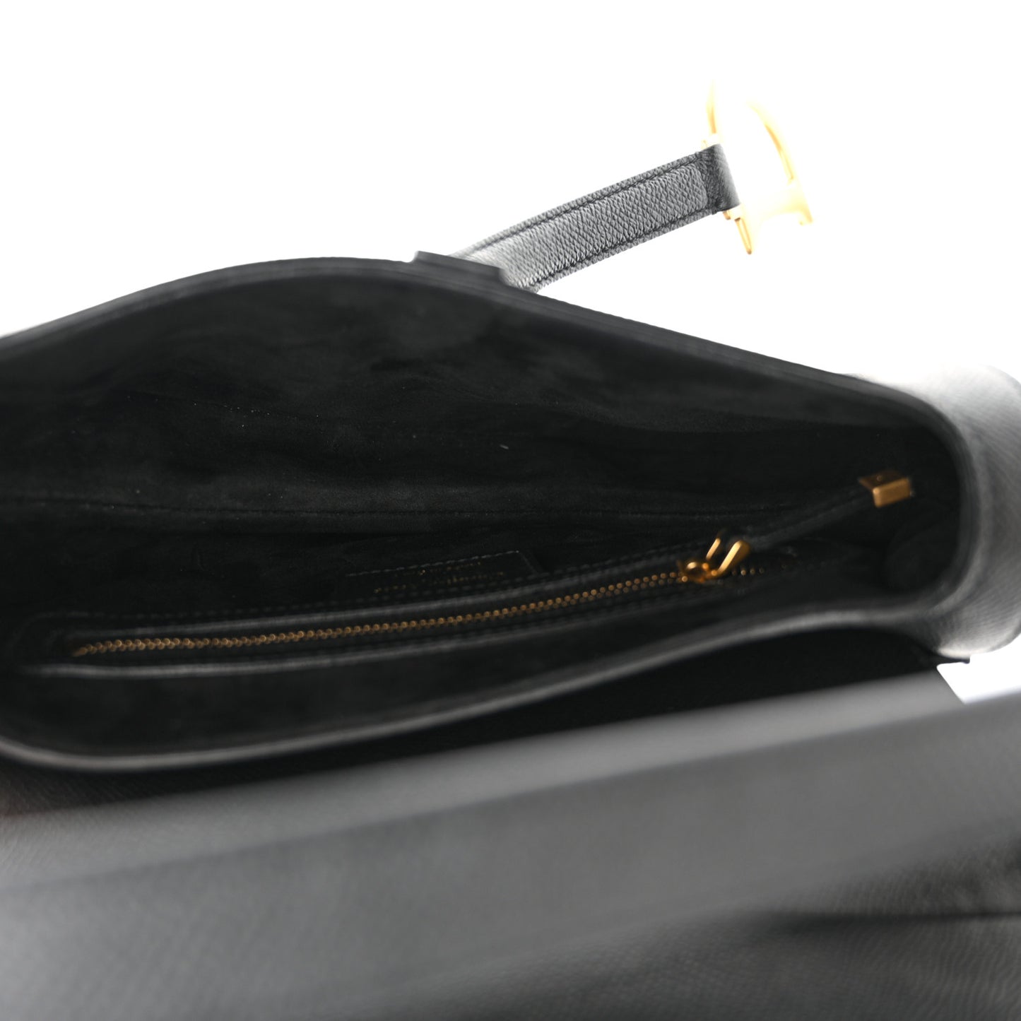 Grained Calfskin Saddle Bag With Strap Black