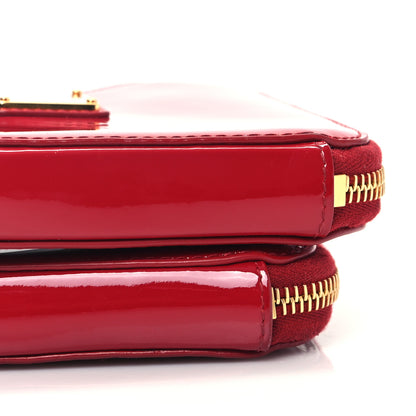 Prada Spazzolato Mini Triangle Chain Crossbody Pouch Cherry 9 of 12