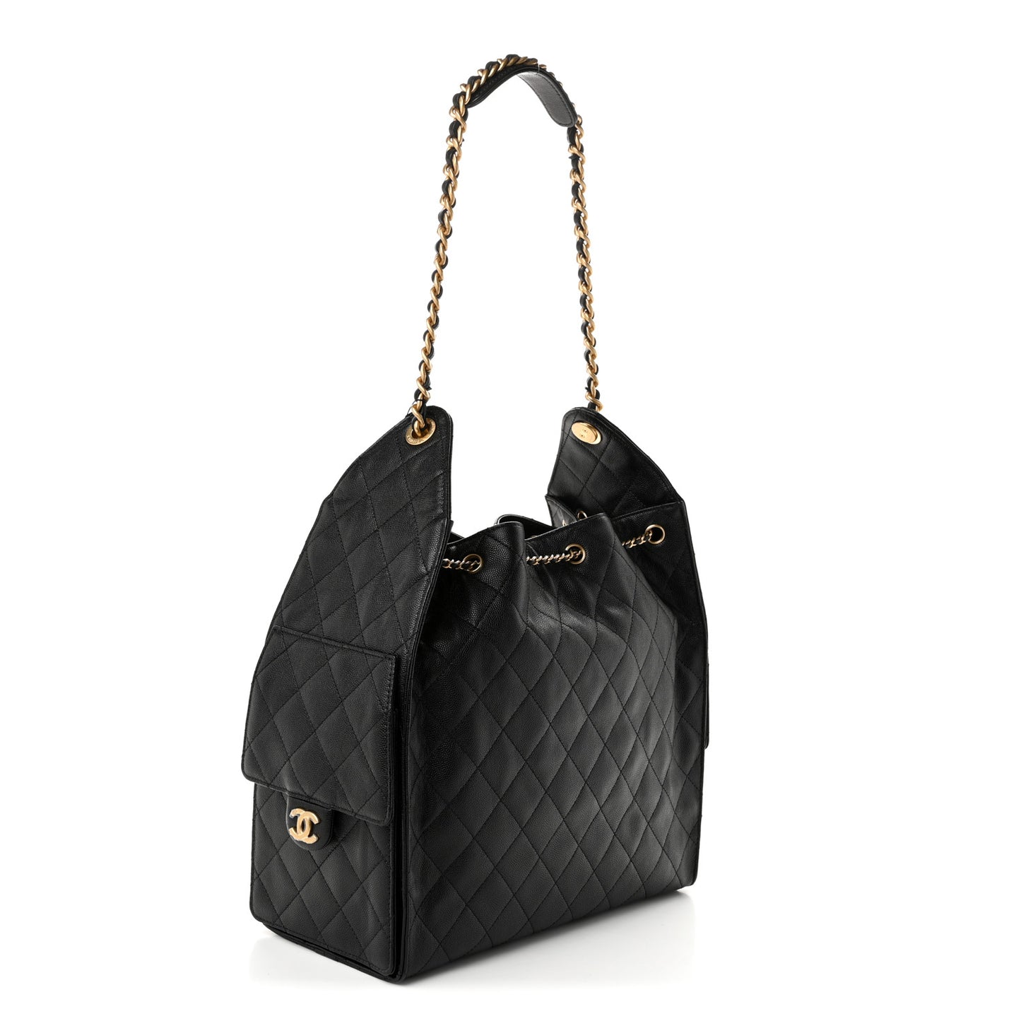 Caviar Quilted Medium Chanel 25 Handbag Black