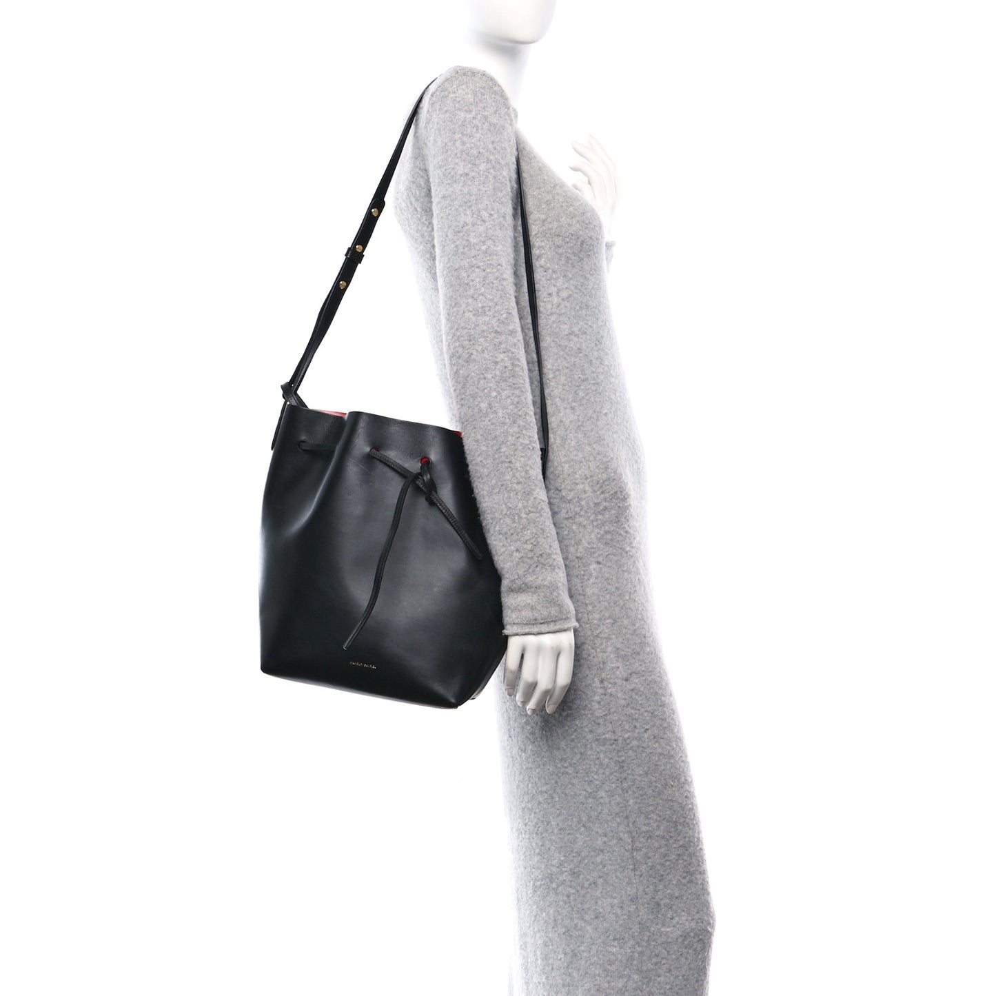 Vegetable Tanned Calfskin Bucket Bag Black Flamma