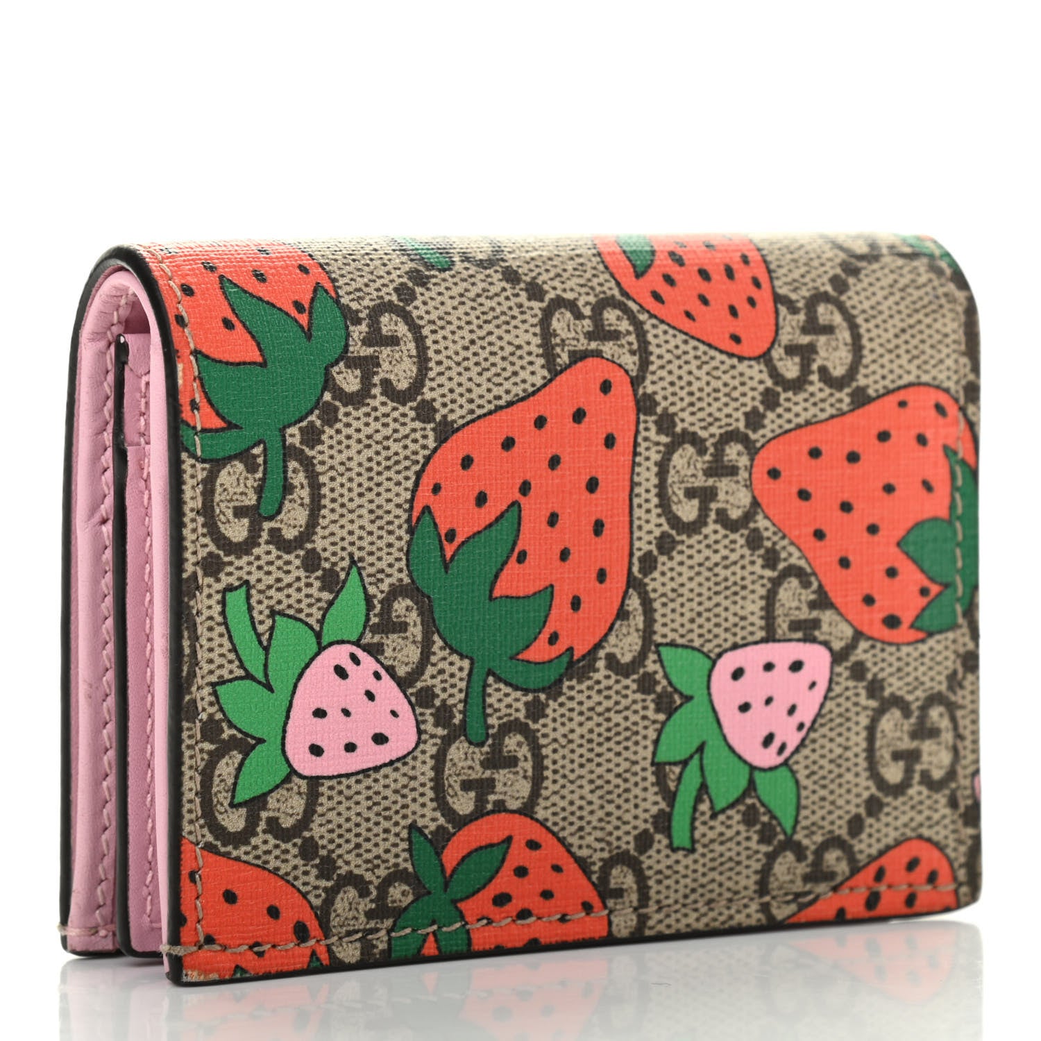 Gucci GG Supreme Monogram Strawberry Card Case 3 of 7