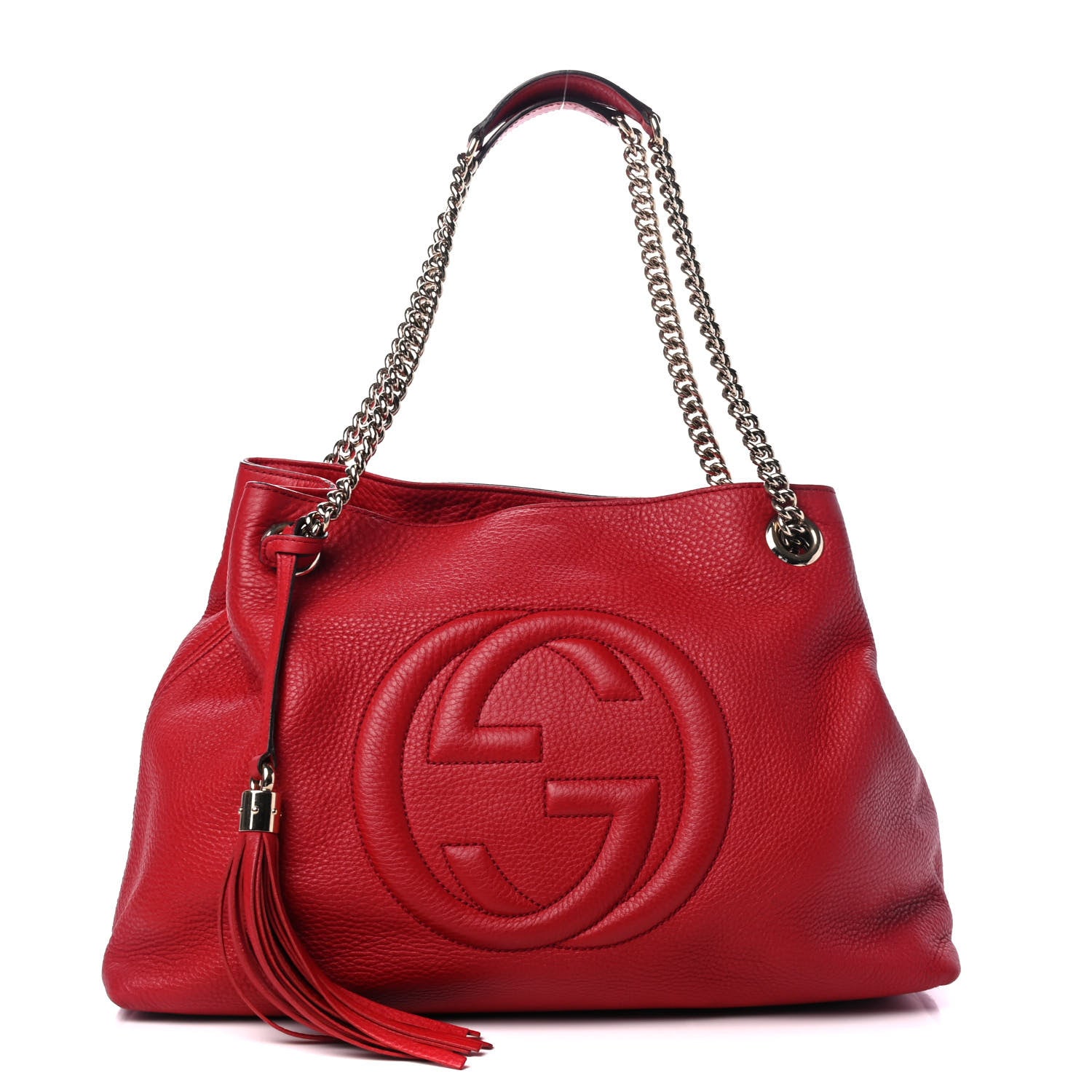 Gucci Pebbled Calfskin Medium Soho Chain Shoulder Bag Tabasco Red 1 of 4