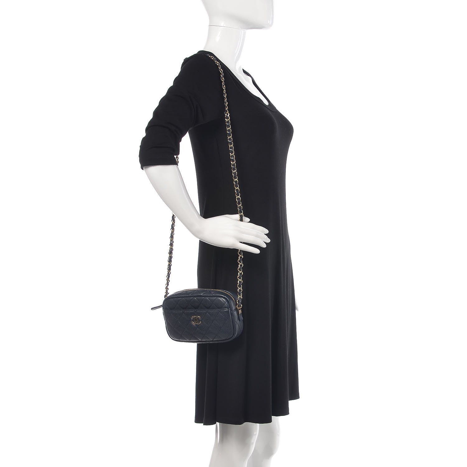 Chanel Caviar Quilted Camera Case Navy 2 of 8