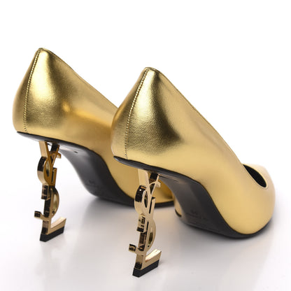 Saint Laurent Calfskin Opyum 85 Pumps 39 Gold 4 of 9