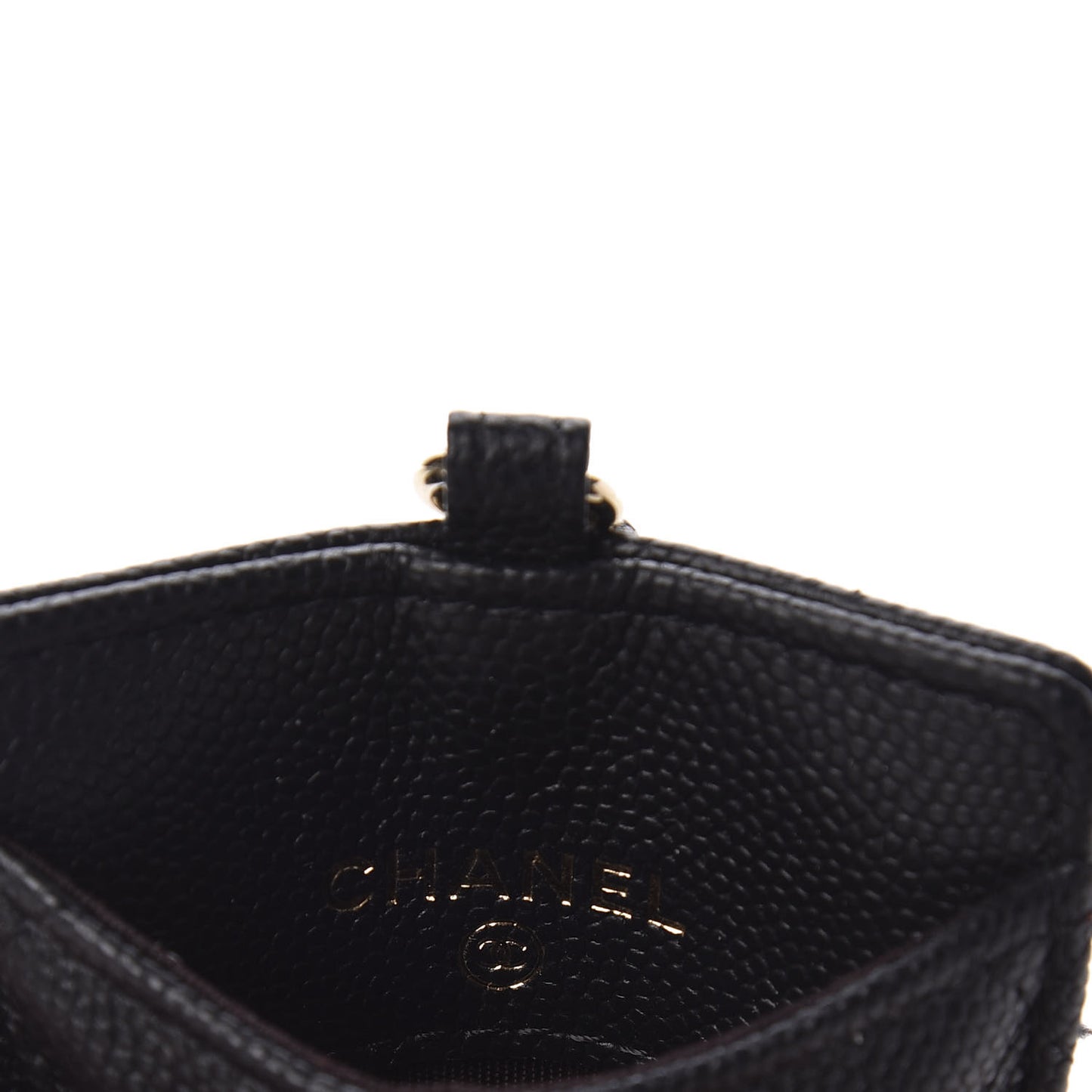 Caviar Quilted Card Holder On Chain Black
