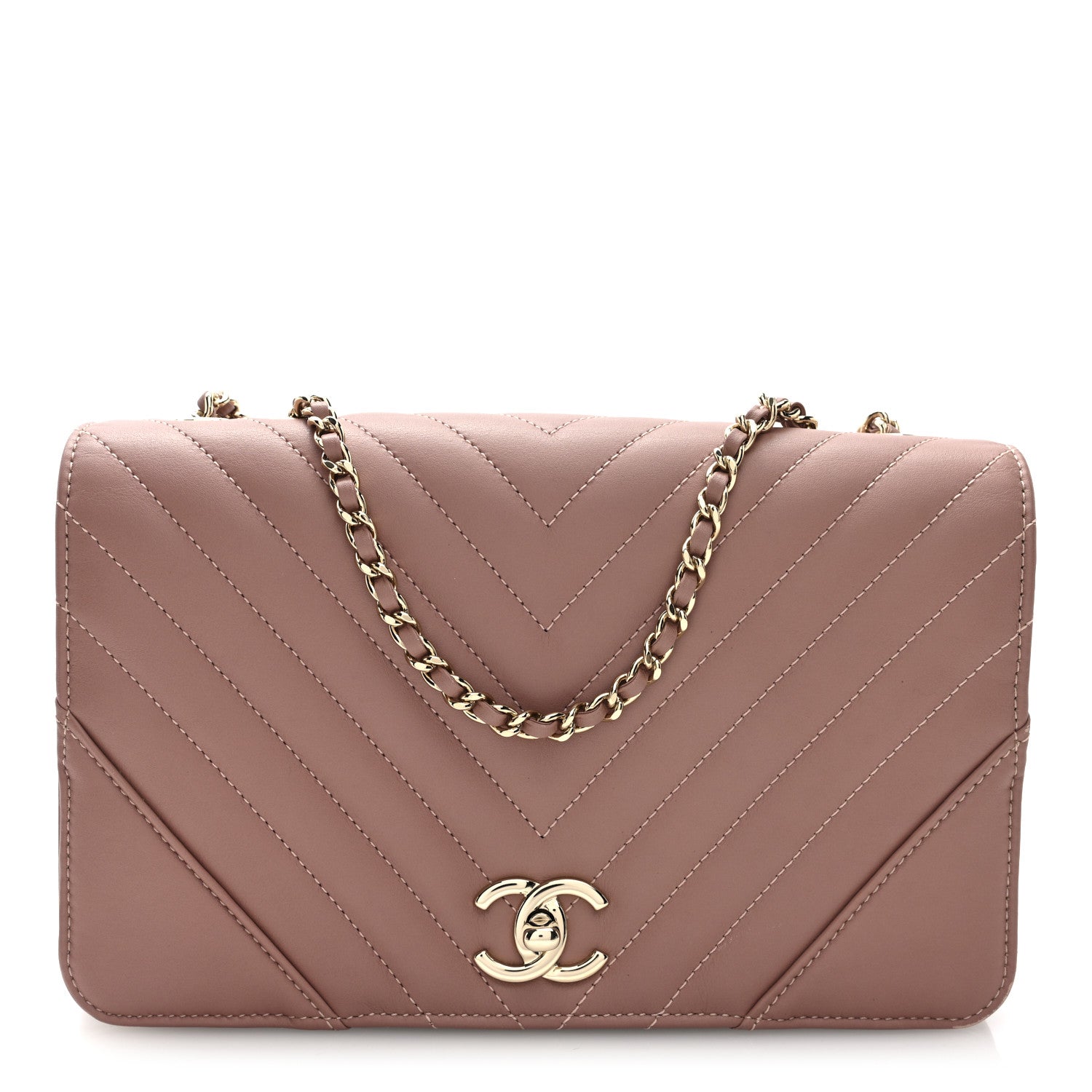Chanel Calfskin Chevron Quilted Statement Flap Pink 1 of 10