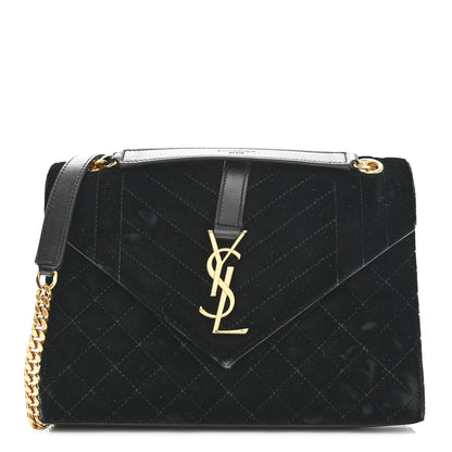 Saint Laurent Velvet Tri-Quilt Monogram Medium College Bag Black 1 of 13
