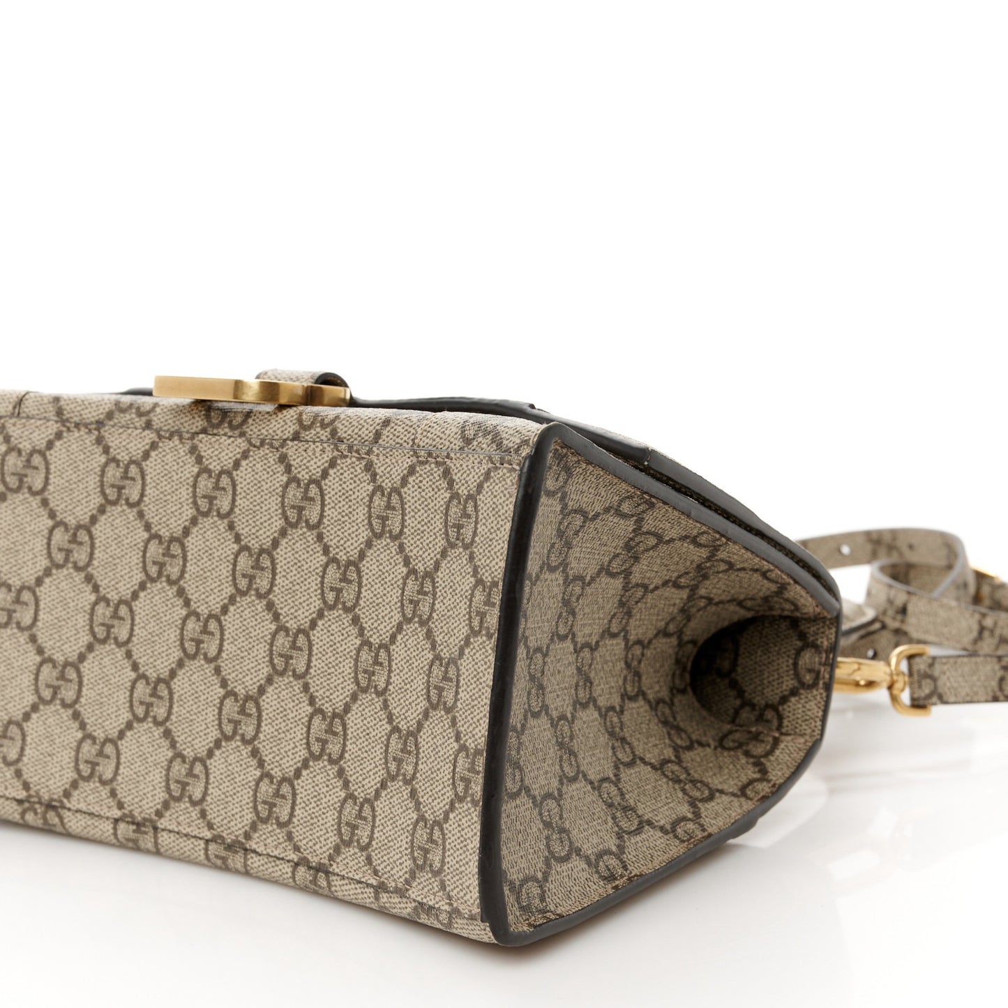 X GUCCI GG Supreme Monogram Small Hourglass Top Handle Bag Beige Ebony