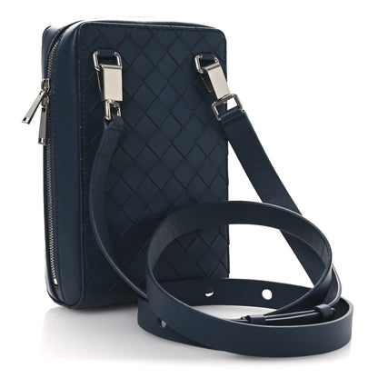 Bottega Veneta Nappa Intrecciato Vertical Shoulder Bag Blue 3 of 9