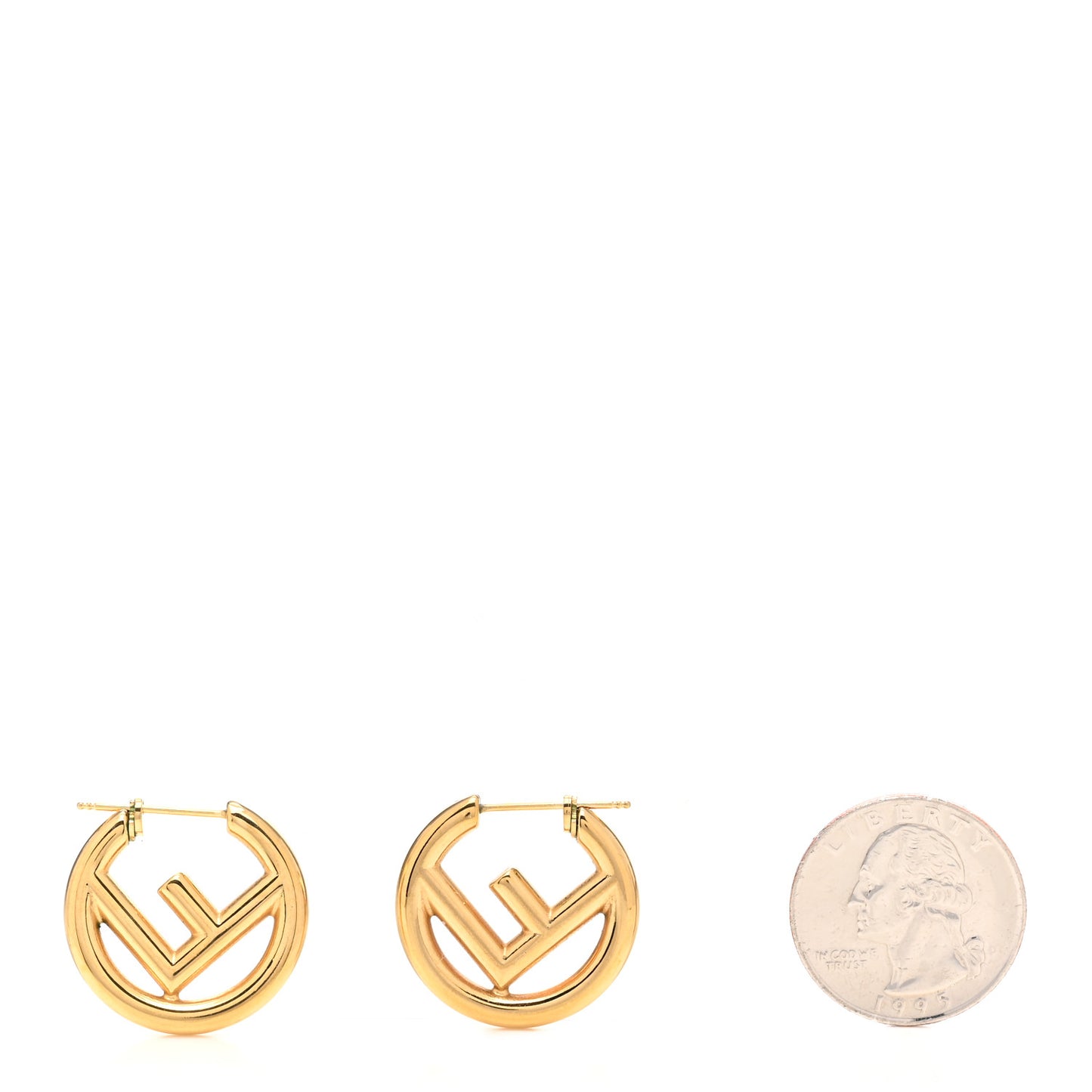 Metal FF Hoop Earrings Gold