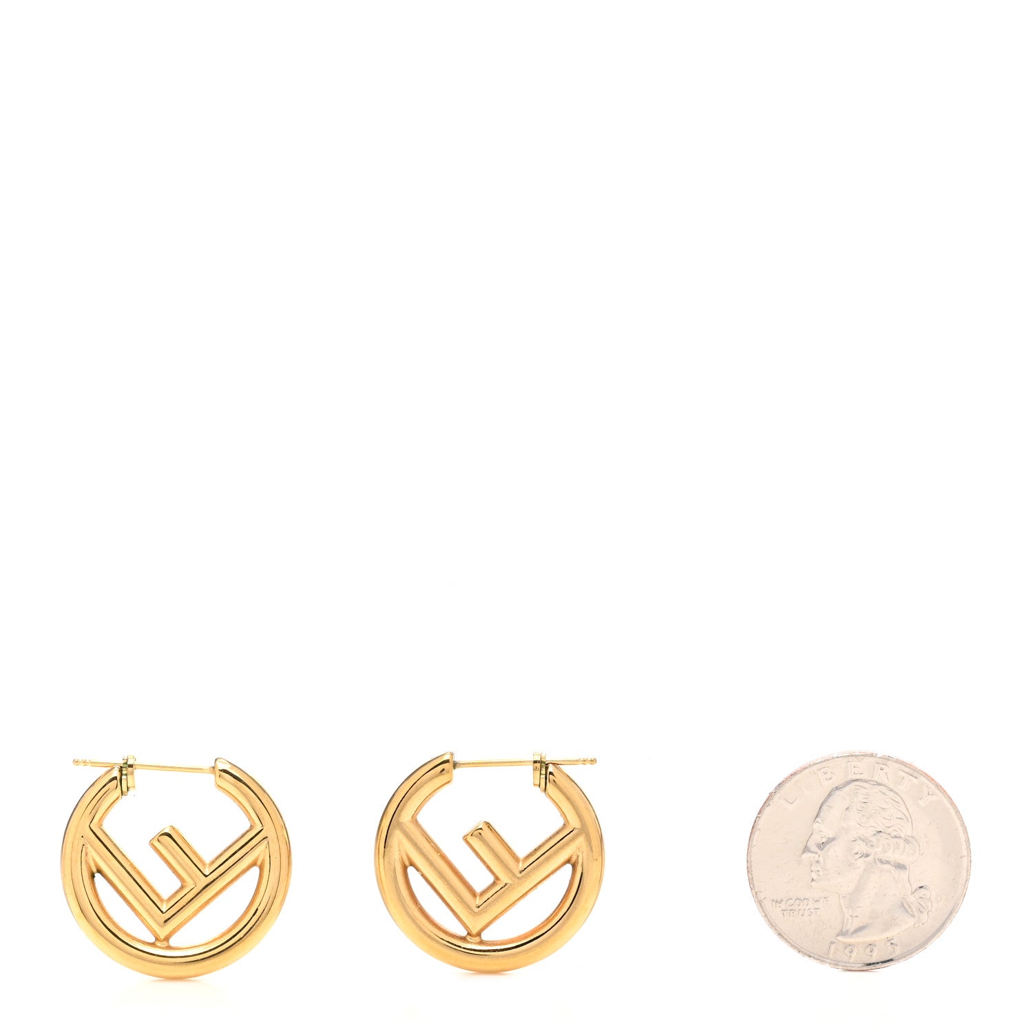 Fendi Metal FF Hoop Earrings Gold 2 of 4