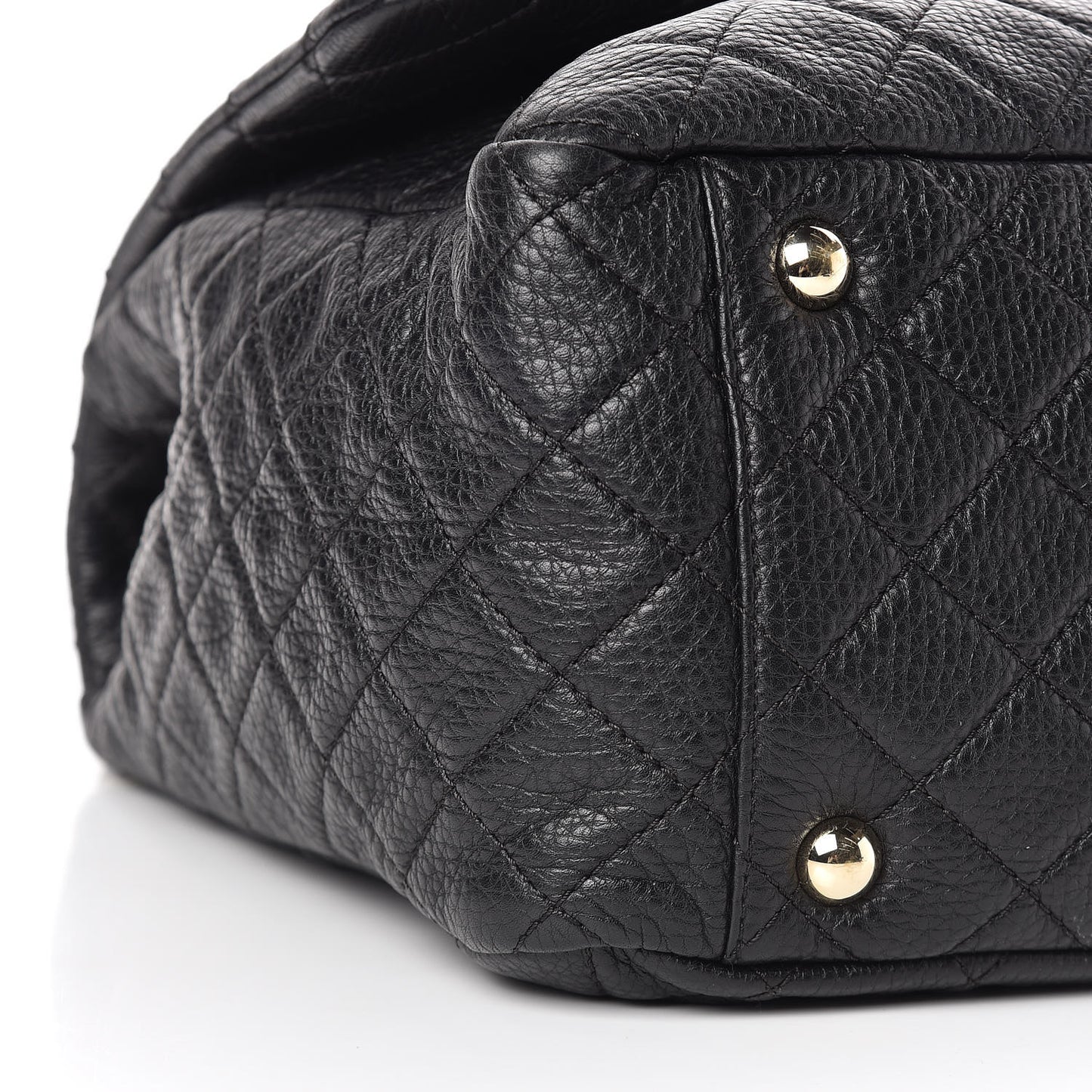 Calfskin Quilted XXL Travel Flap Bag Black