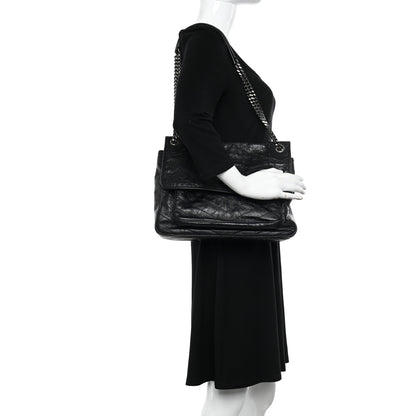 Saint Laurent Crinkled Calfskin Matelasse Monogram Large Niki Chain Satchel Black 2 of 12