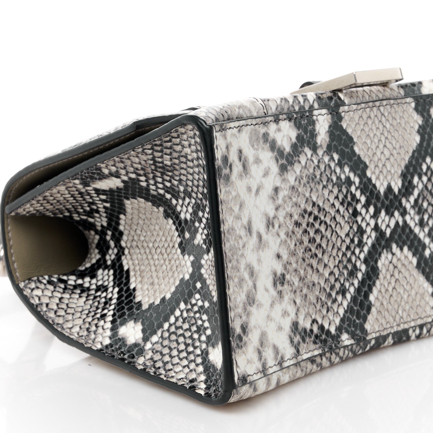 Balenciaga Calfskin Snake Effect Small Hourglass Top Handle Bag Black White 9 of 10