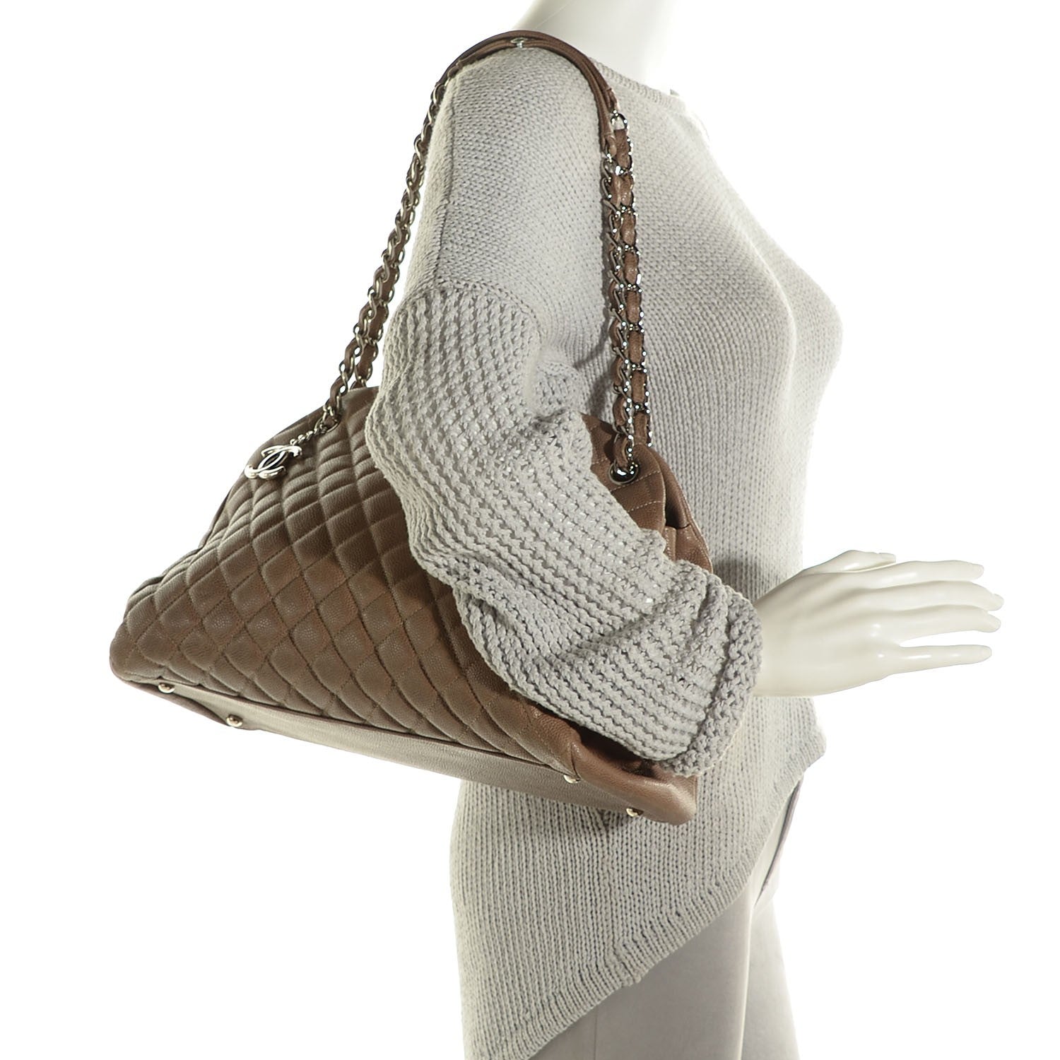 Chanel Caviar Quilted Large Just Mademoiselle Bowling Bag Grey 2 of 7
